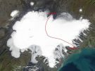Vatnajökull i trasa jego przejścia, fot. by NASA reprod.
