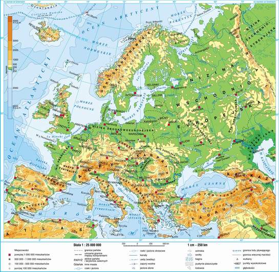 mapa fizyczna europy impression